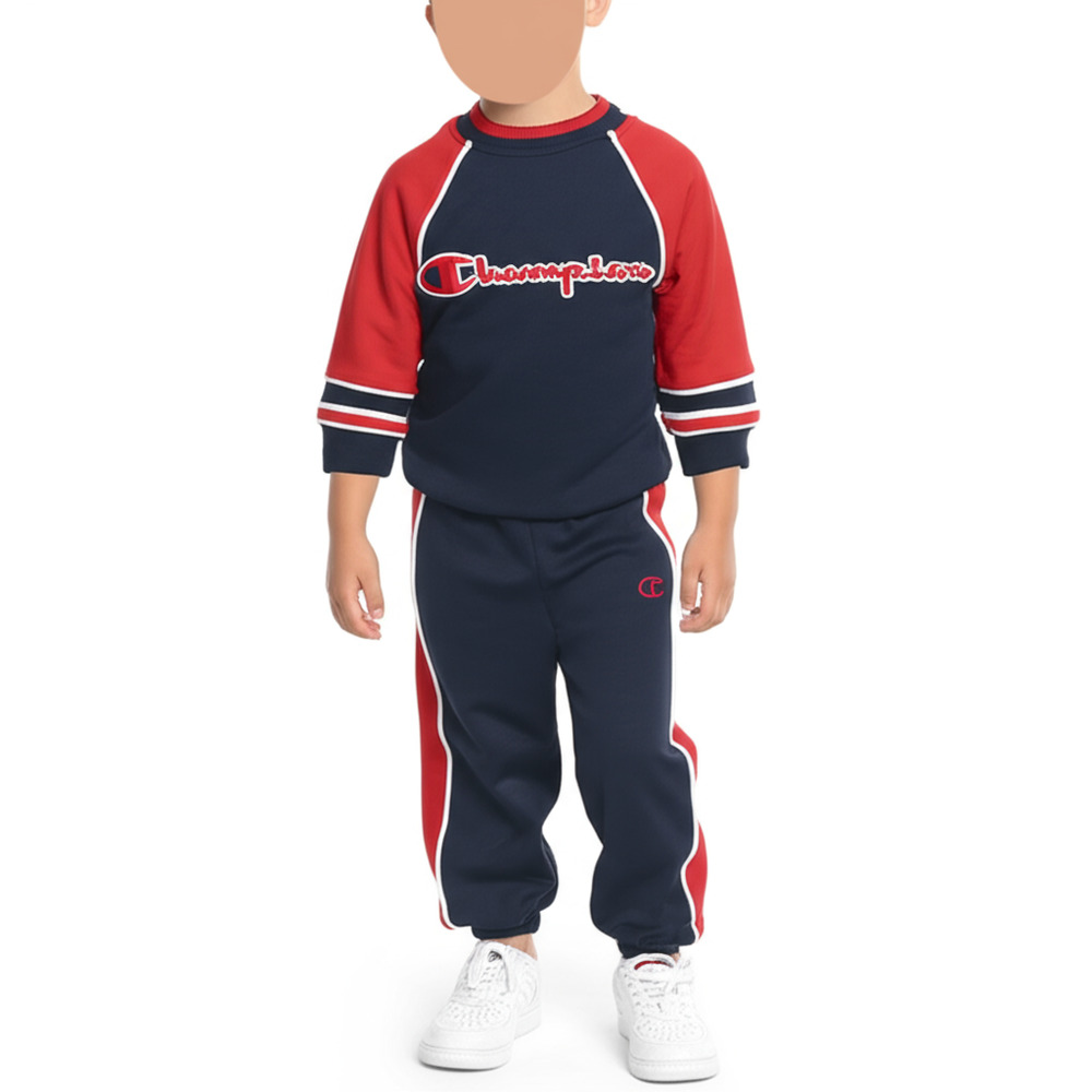Champion Tracksuit Set 3/6M Navy Blue Sporty‎ Athletic Side Stripes Cozy Active